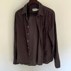 Wellen charcoal gray corduroy button down